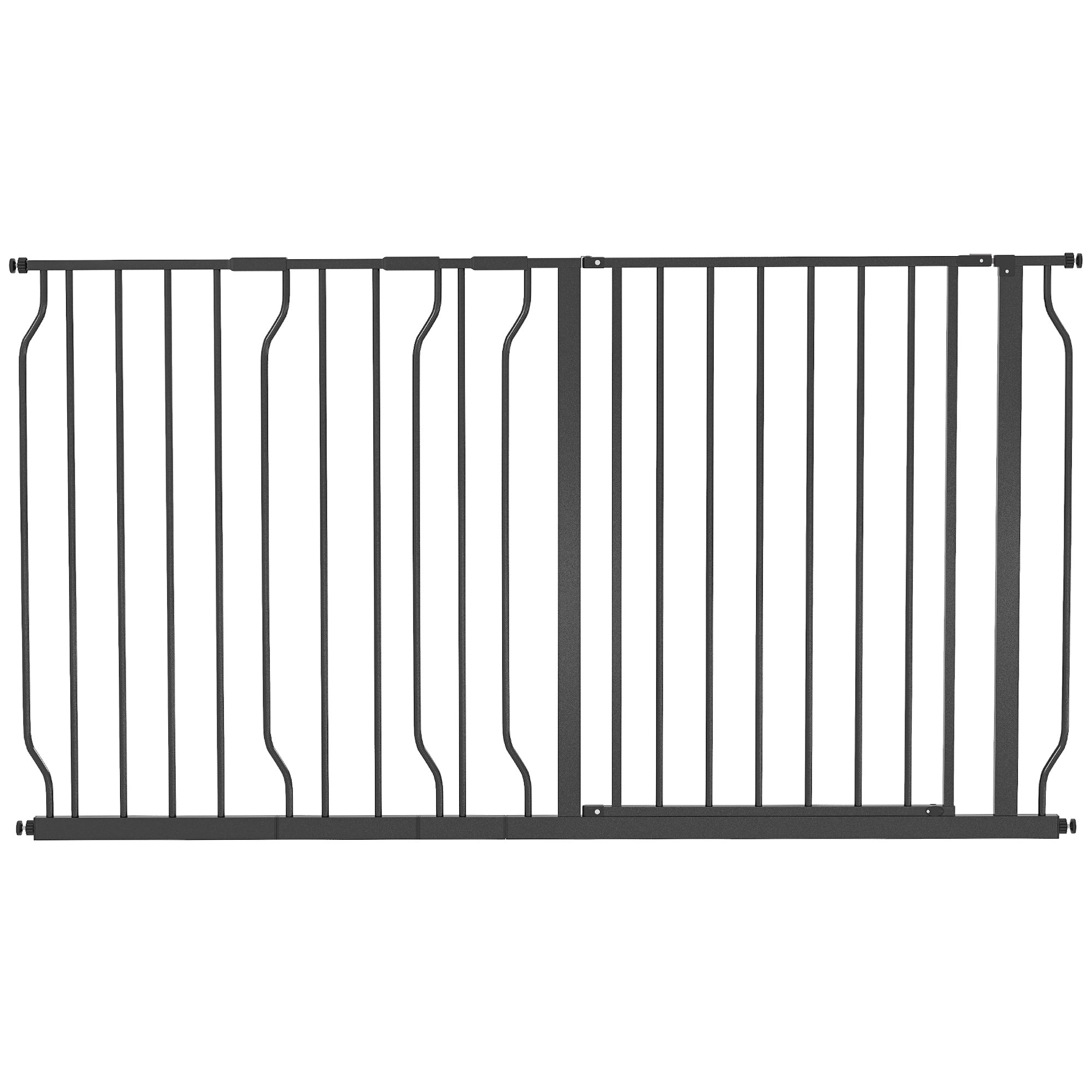 Dog Gate, Adjustable 75-145 cm, 2-Way Opening, Double Lock, ABS Steel Black
