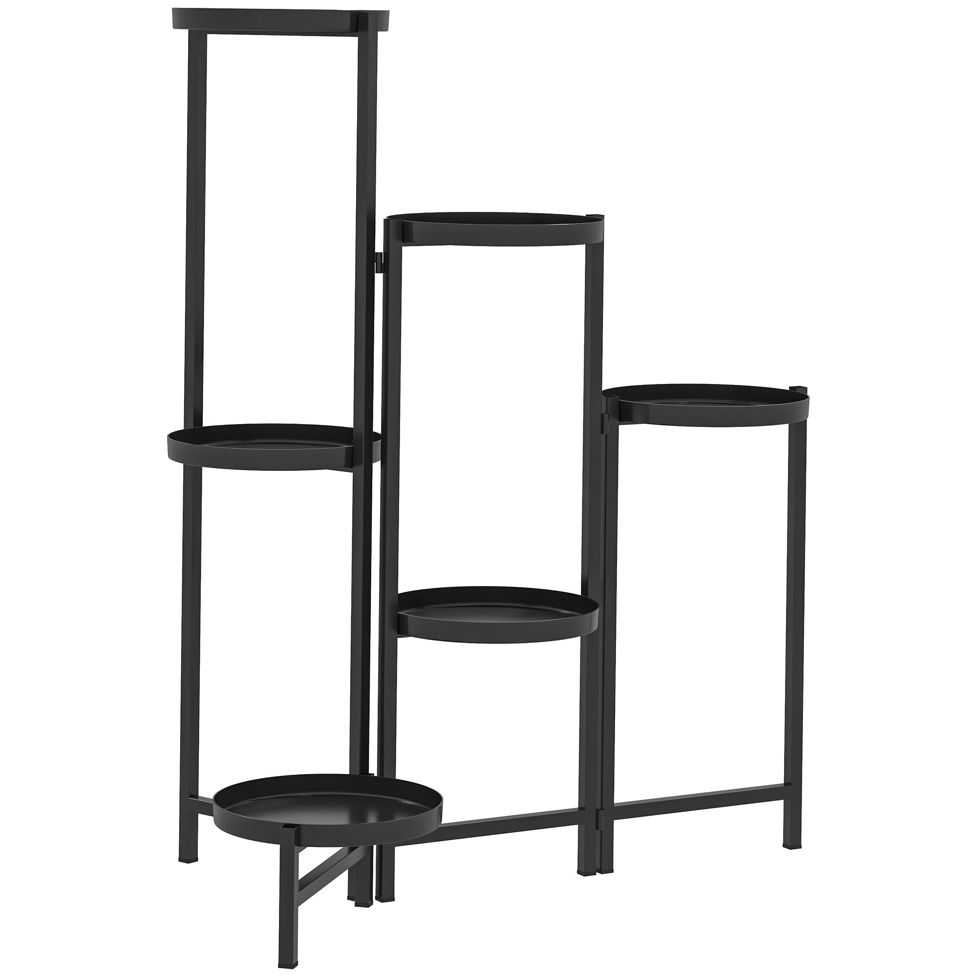 3 Tier Plant Stand, Foldable Corner Indoor Outdoor Metal, Black