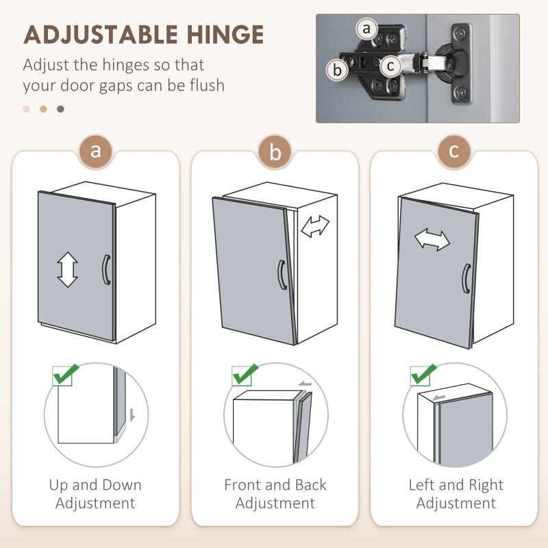 Freestanding Kitchen Cupboard, 4-Door Storage Cabinet with Adjustable Shelves, Grey