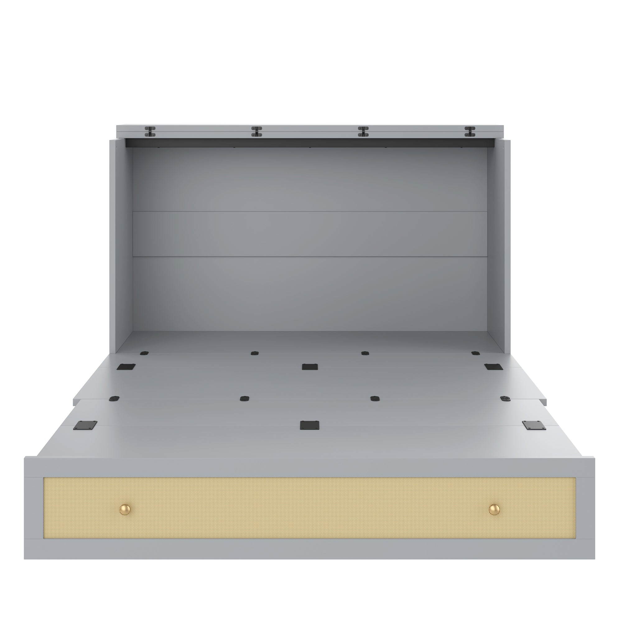 Wall Bed 140x200cm Mobile Convertible Storage Drawers Shelf USB/Power Outlet - Grey