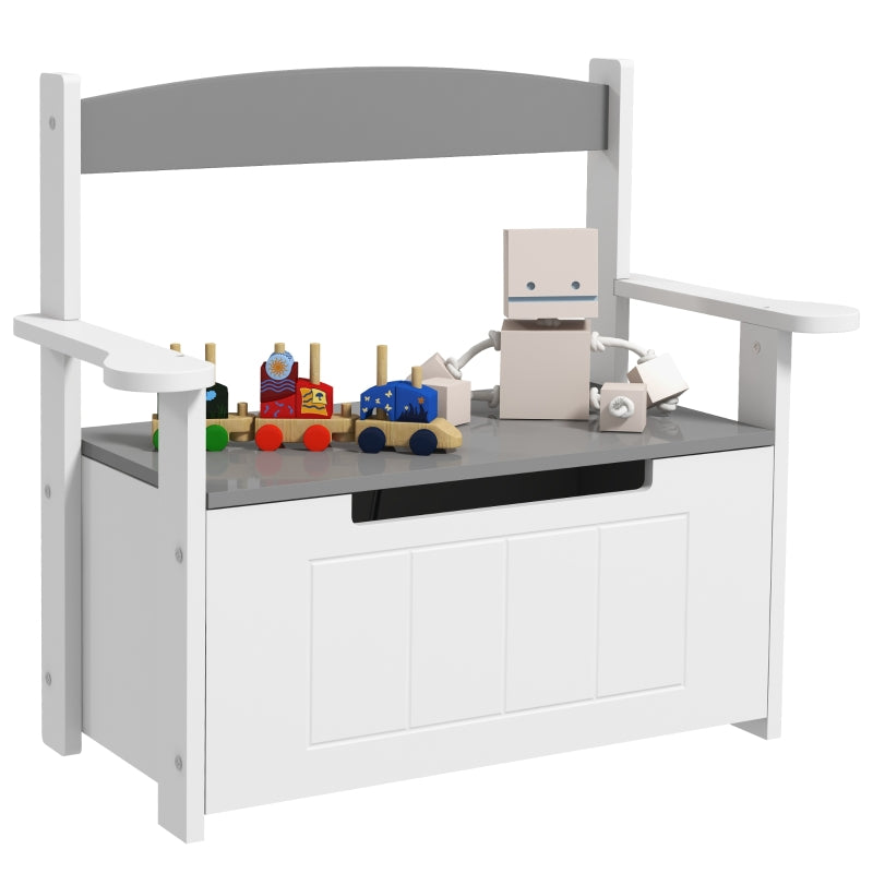 Toy Box, 2-in-1 with Lid for Kids, Grey