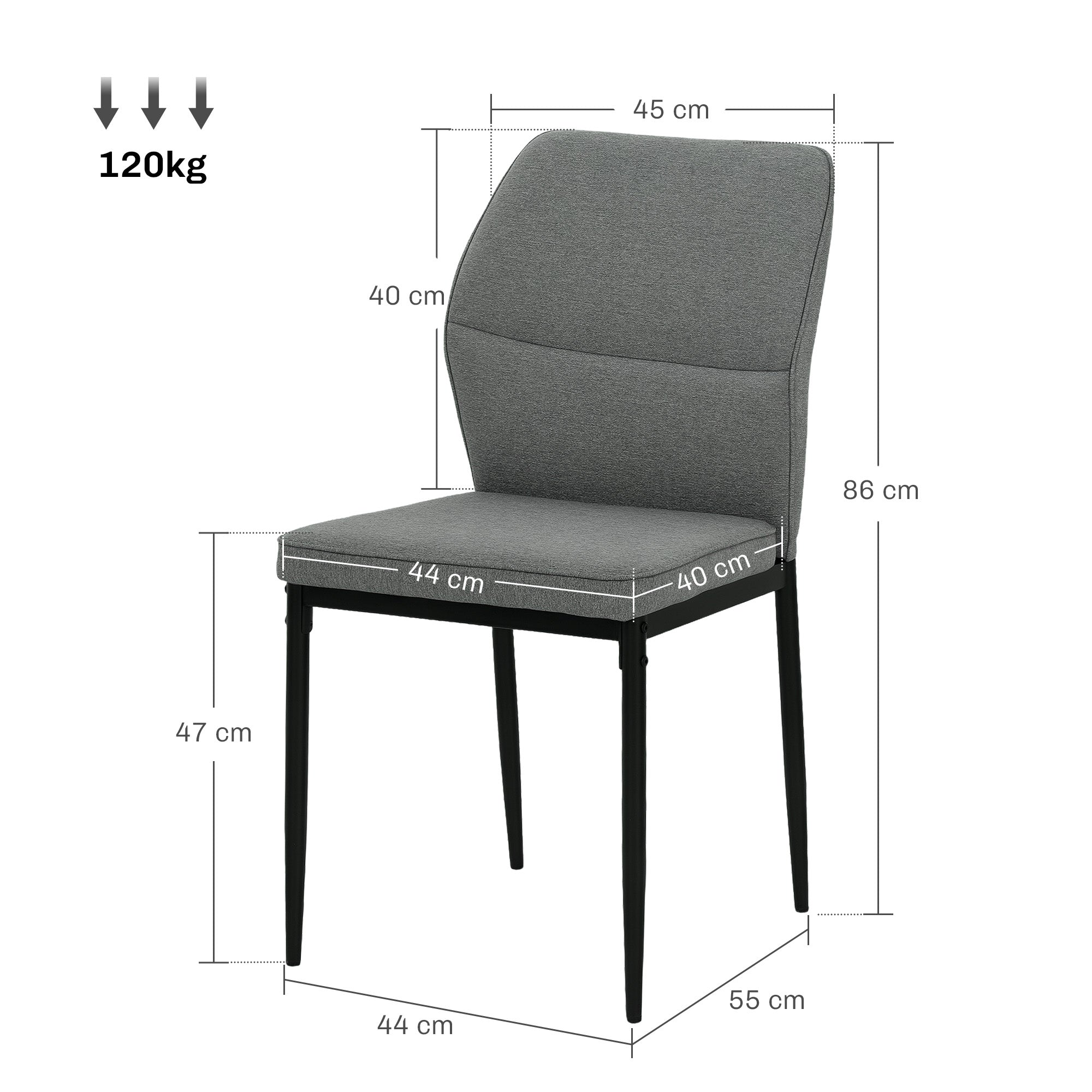 Velvet Dining Chairs Set of 2, Metal Legs Curved Back Padded Seat, Grey