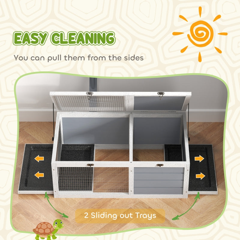 Wooden Tortoise Enclosure, Lamp Holder, Outdoor/Indoor, Light Grey