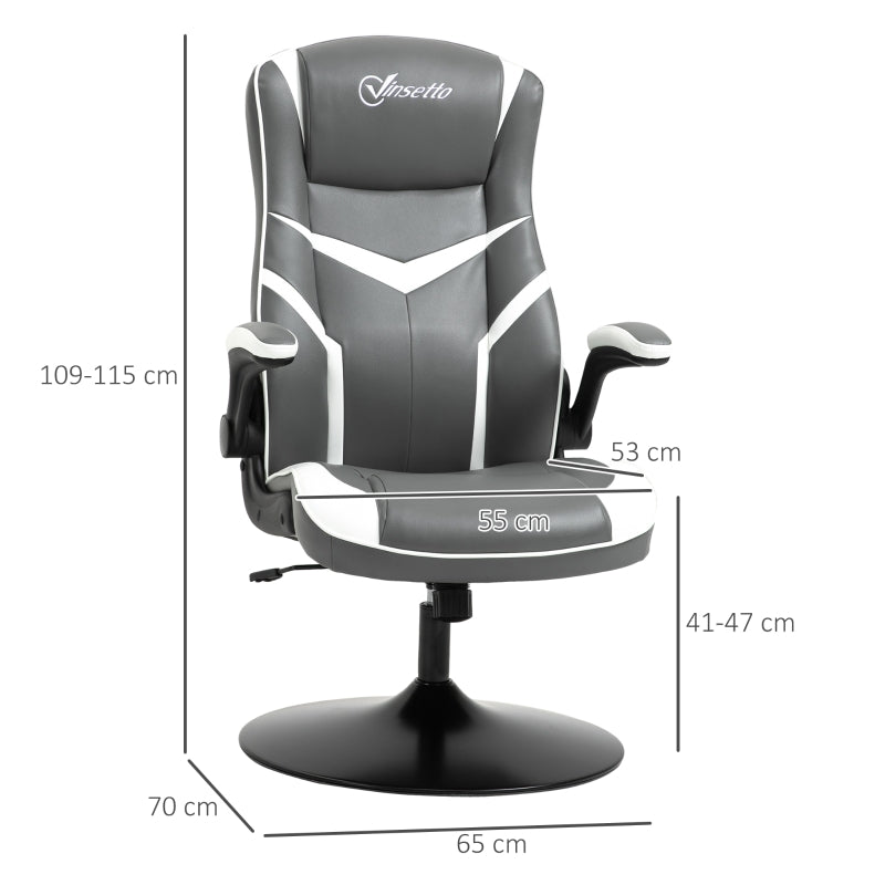 Gaming Chair Ergonomic Adjustable Height Swivel PVC Leather Grey