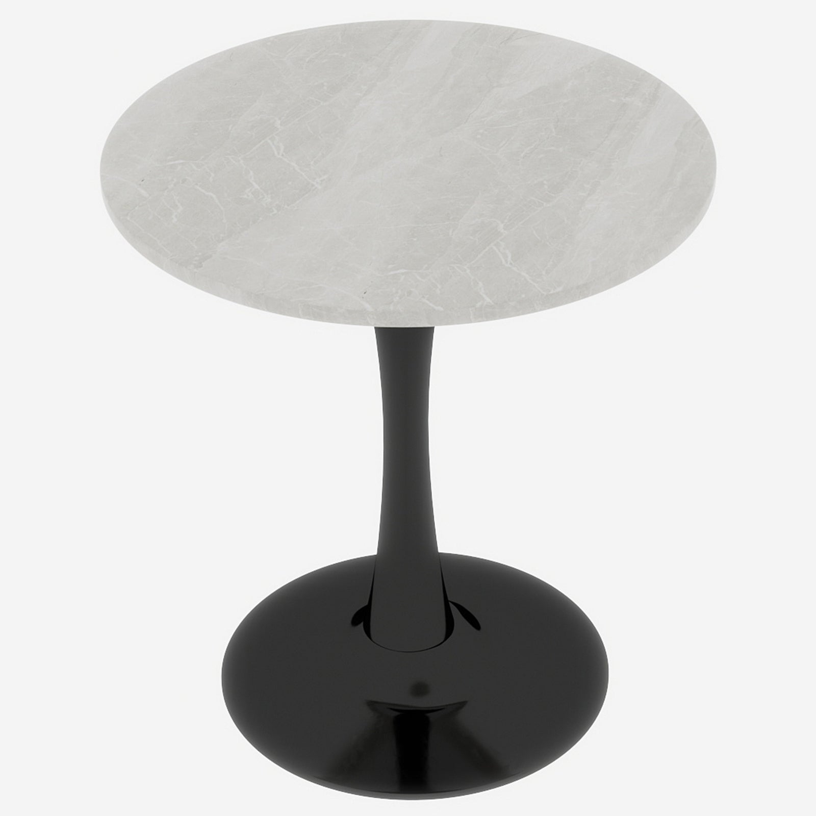 Coffee Table Round Marble Top Mid-Century Modern 27.6-inch - Black