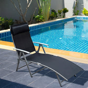 Folding Sun Lounger, Cushion, Beach & Terrace, Metal & Fabric Black