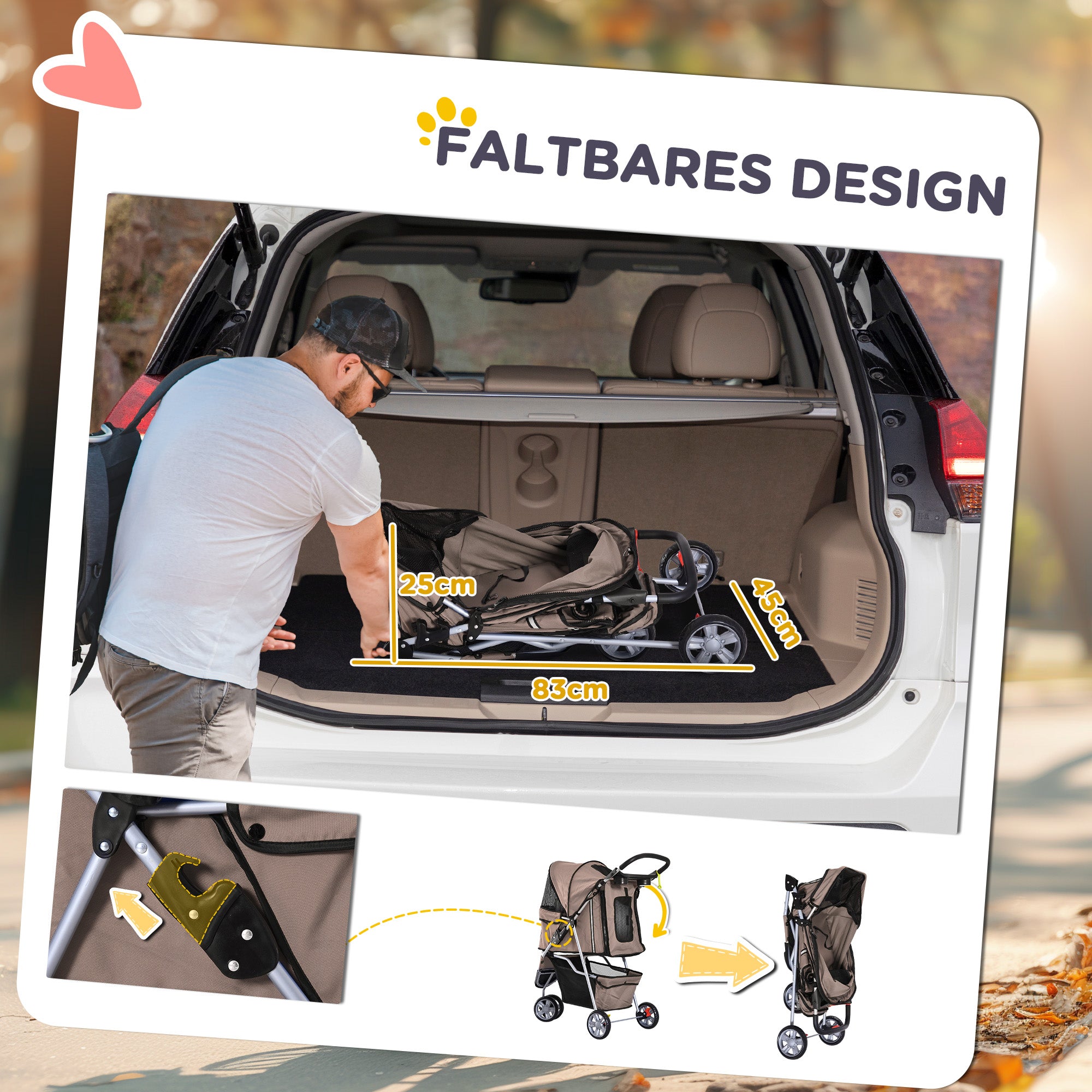 Dog Stroller, Multi-Coloured, Coffee Brown