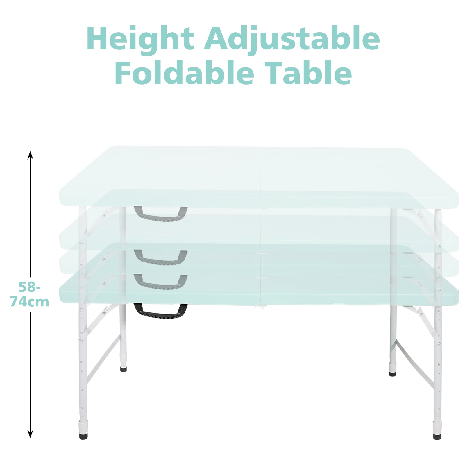 Portable Heavy Duty Folding Table, 125cm Adjustable, Blue