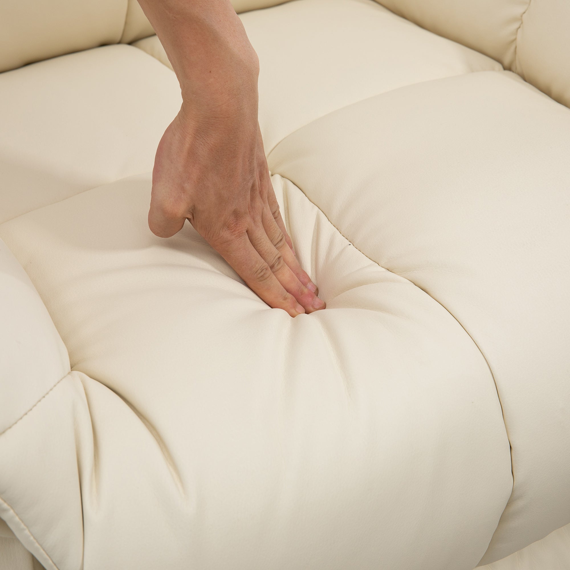 Massage chair TV chair electric relaxation with massage function artificial leather cream white