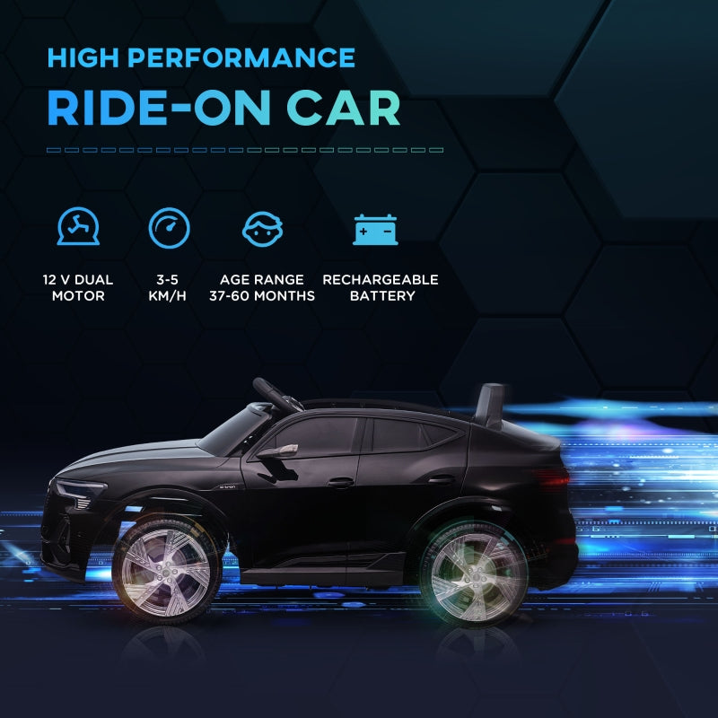 Audi E-tron Licensed 12V Electric Car with Parental Remote, Music, Lights, Suspension Wheels, Black