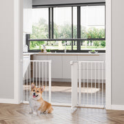 Door Safety Gate, Pet Barrier 74-147.5cm 3 Extensions No Drilling Stair Gate, Metal White