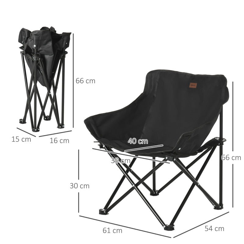 Camping Chair, Lightweight Folding with Carrying Bag and Pocket, Black
