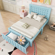 Single Bed, 90x200cm Creative Block Design, Solid Wood