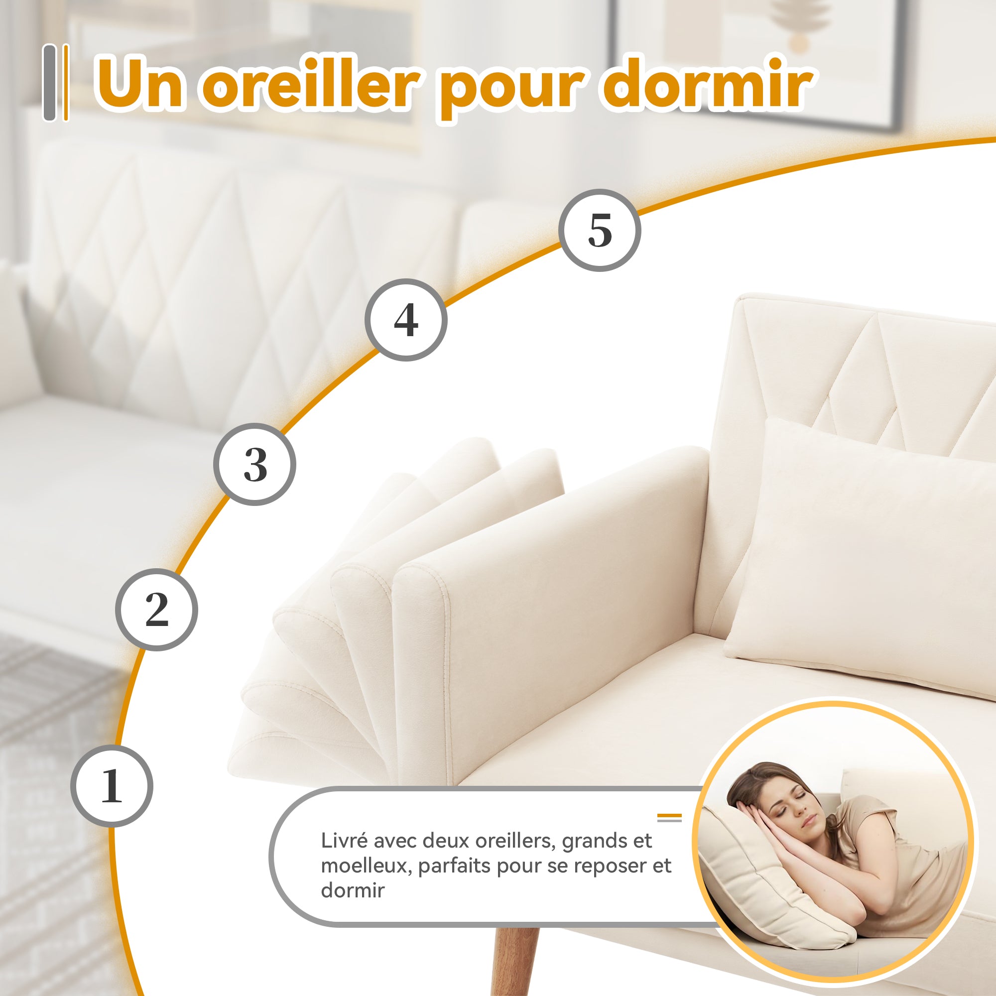 Sofa Bed, Two-Seater, Sleep Function, Velvet Fabric