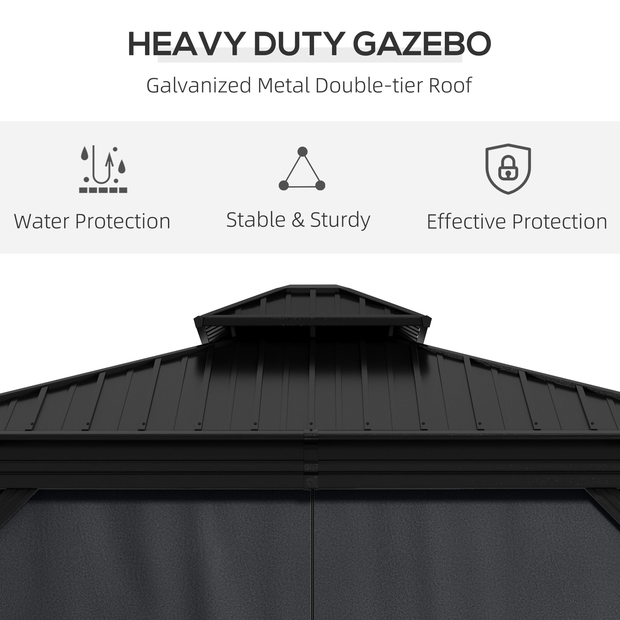 Aluminium Hardtop Gazebo 3.65 x 3m with Accessories - Dark Grey