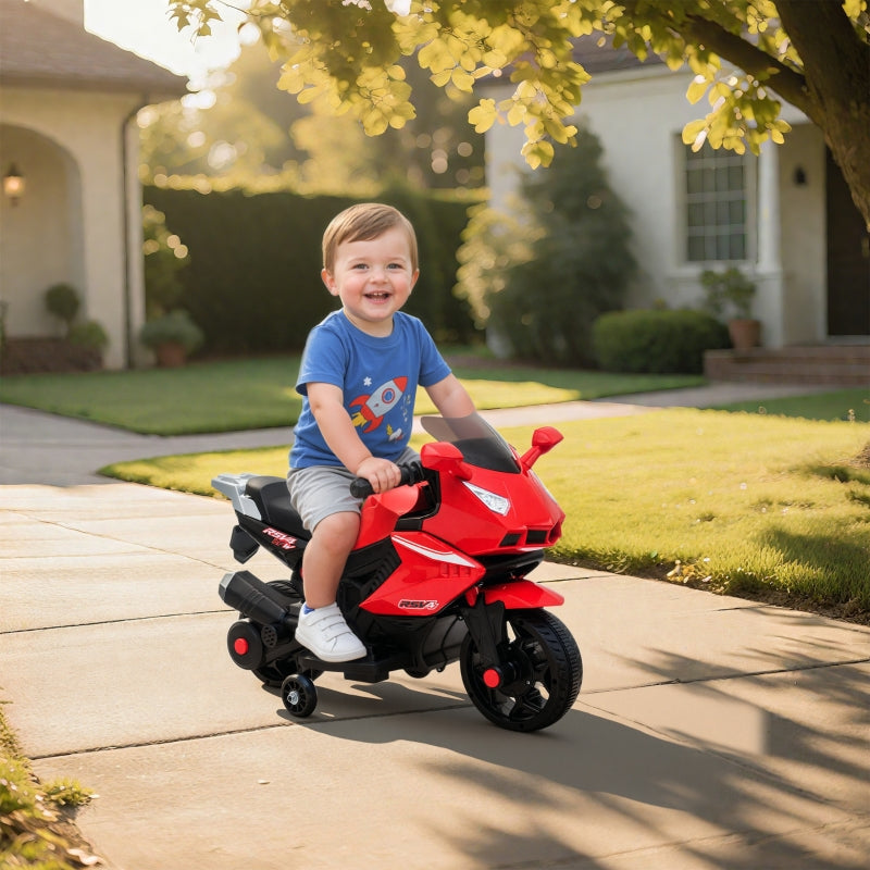 Electric Motorcycle for Children with Horn, Headlight and Music, 2.5 km/h, Red