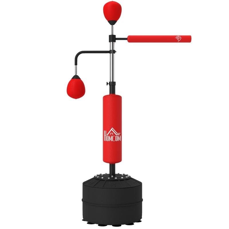 4-in-1 Boxing Punching Bag, Freestanding Adjustable Height, Red