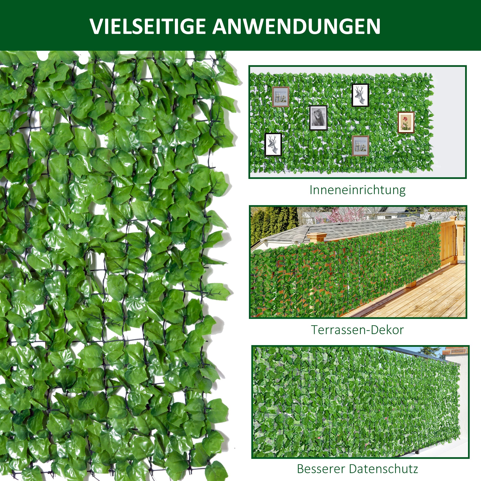 Privacy Hedge Artificial Hedge 300x100cm UV-resistant, light green