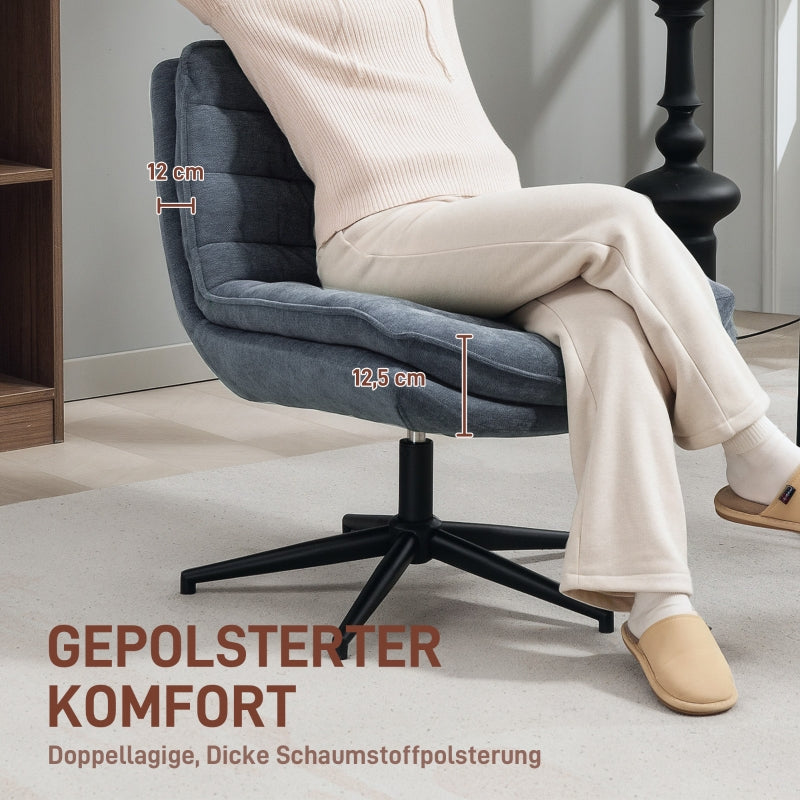 Office Chair, Wide Seat Height Adjustable Swivel, Dark Grey Linen Look