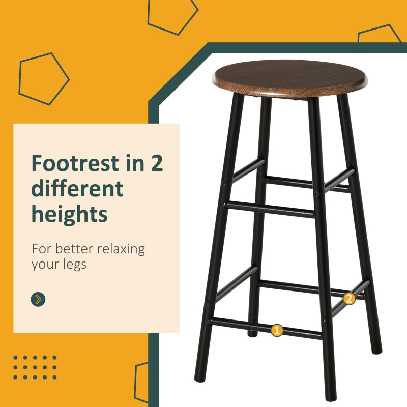 Bar Table Set, Footrest and Storage Shelf, Black and Oak