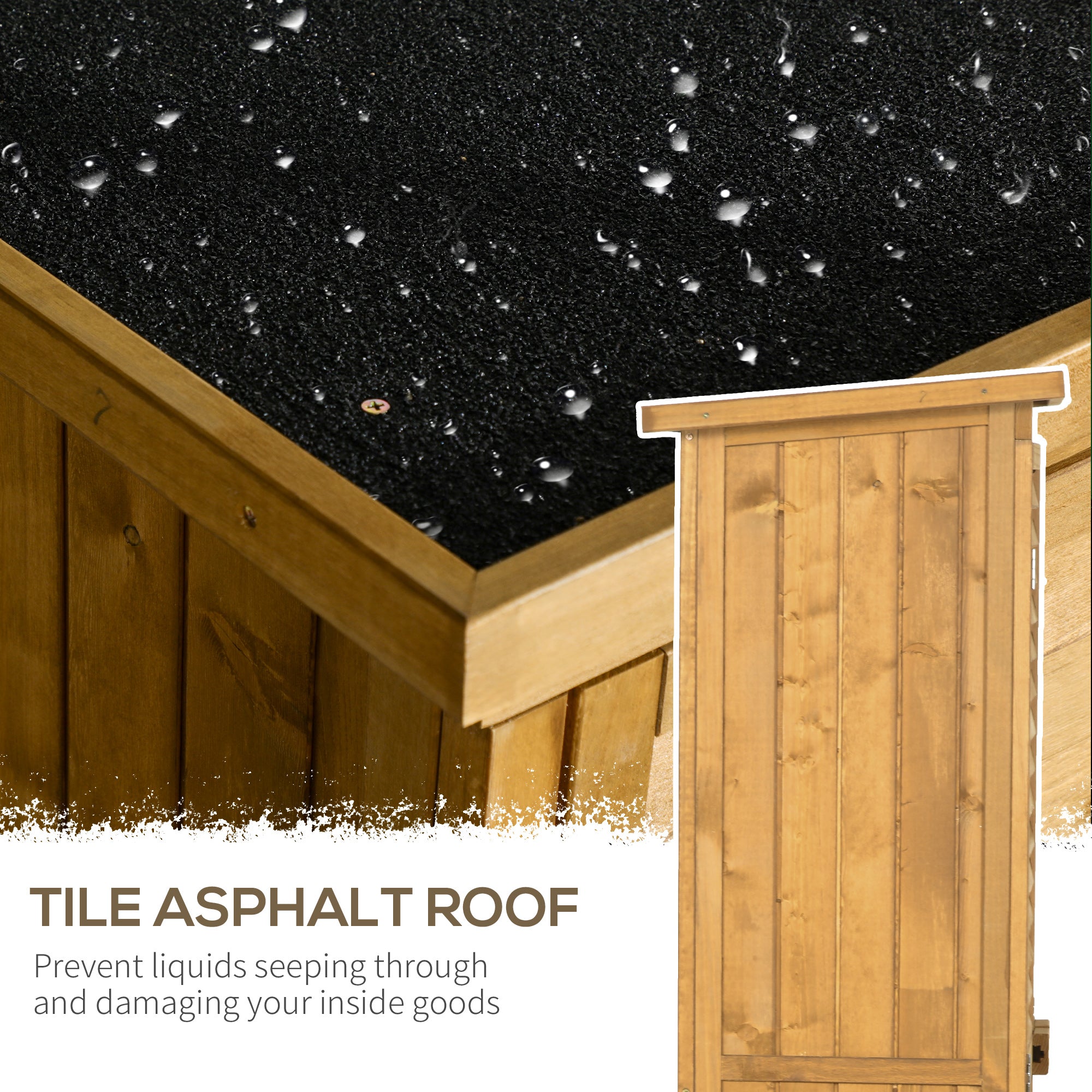 Wooden Garden Storage Shed, Compact Utility Sentry Unit, 3-Tier Shelves Tool Cabinet, Asphalt Roof