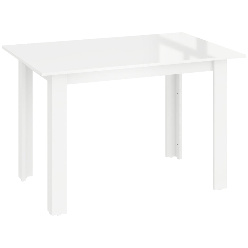 Extendable Dining Table, 120-160 x 70cm Rectangular, Seats 4-6 People, High Gloss White
