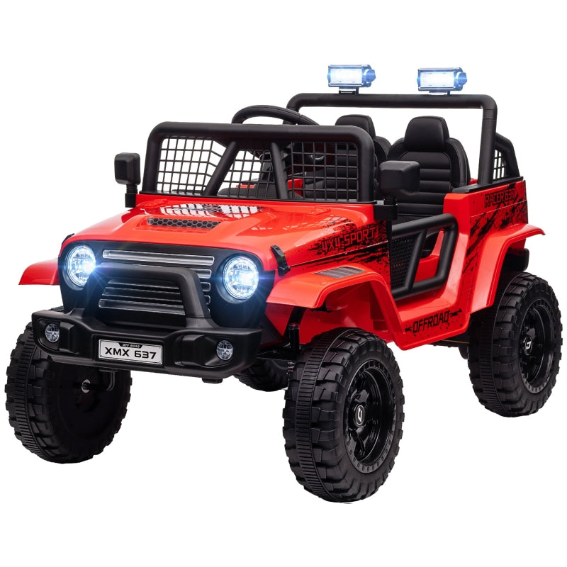 Children's Electric Car with Remote Control, LED Lights and 12V Motors, Red