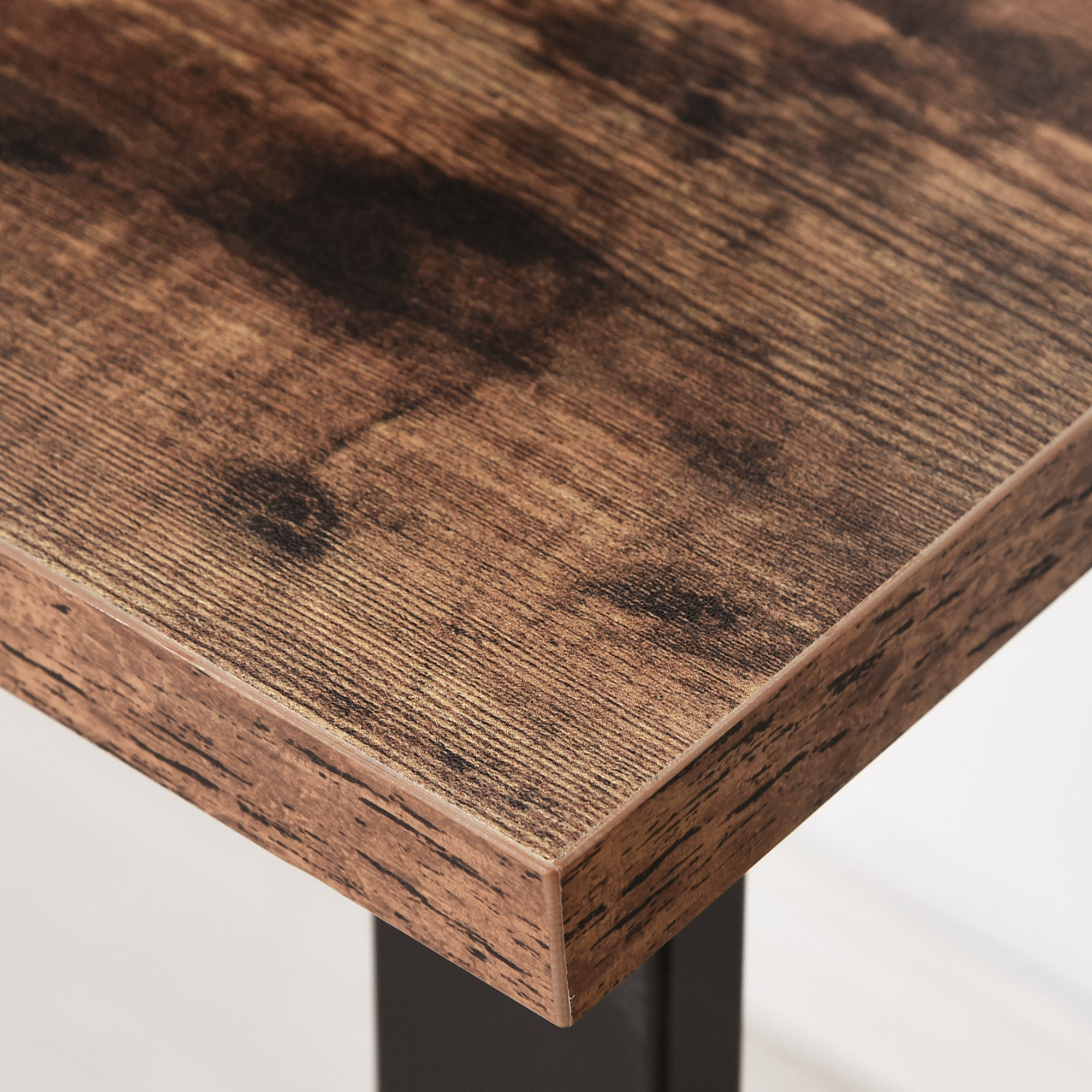 Computer Table Writing Desk, Steel Frame Wood Top, Rustic Brown and Black