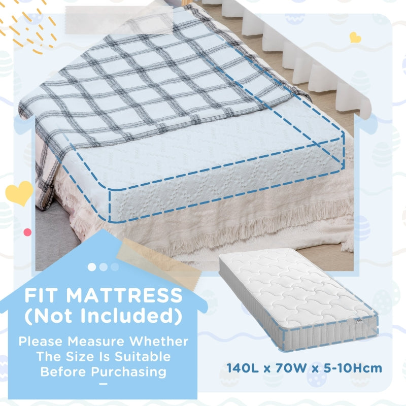 Kids Toddler Bed Star Moon Patterns Side Rails Grey