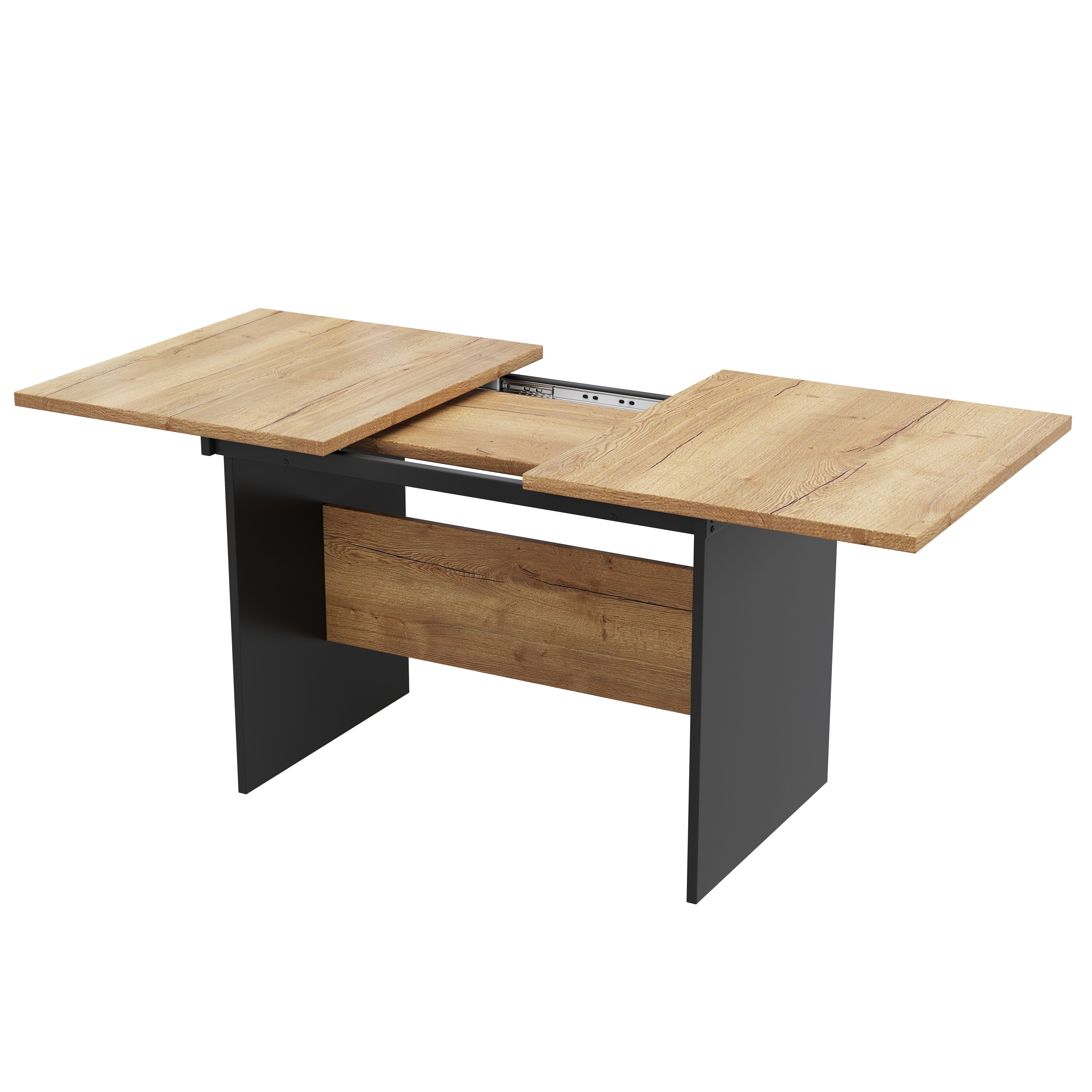 Extendable Dining Table 140/180x80cm Rectangular Wood Grain Minimalist Style Natural