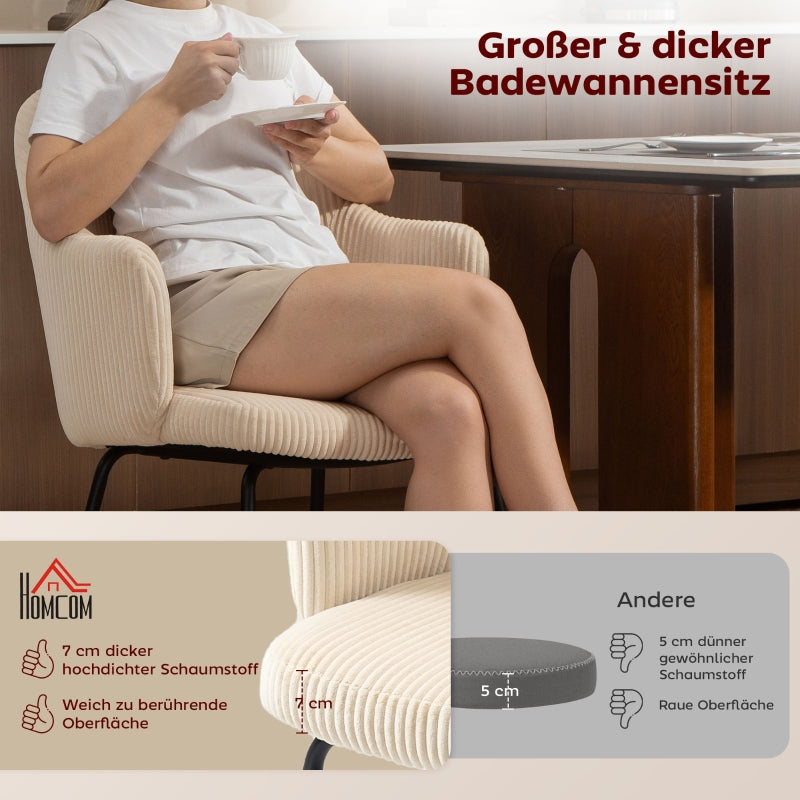 Dining Chair, Shell Shape Metal Legs Corduroy, Beige