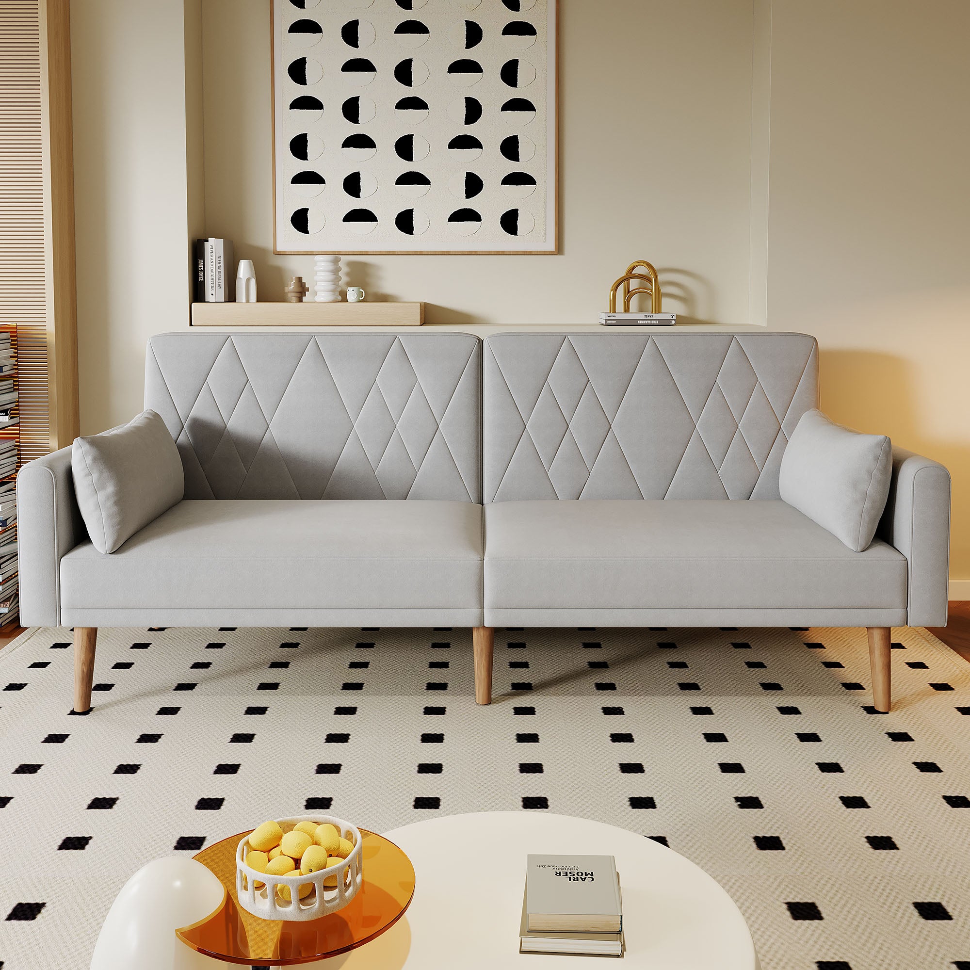 Sofa Bed, Small Two-Seater with Sleep Function, Velvet Fabric