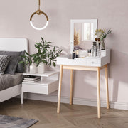 Dressing Table Flip-up Mirror Makeup Desk with 2 Drawers White