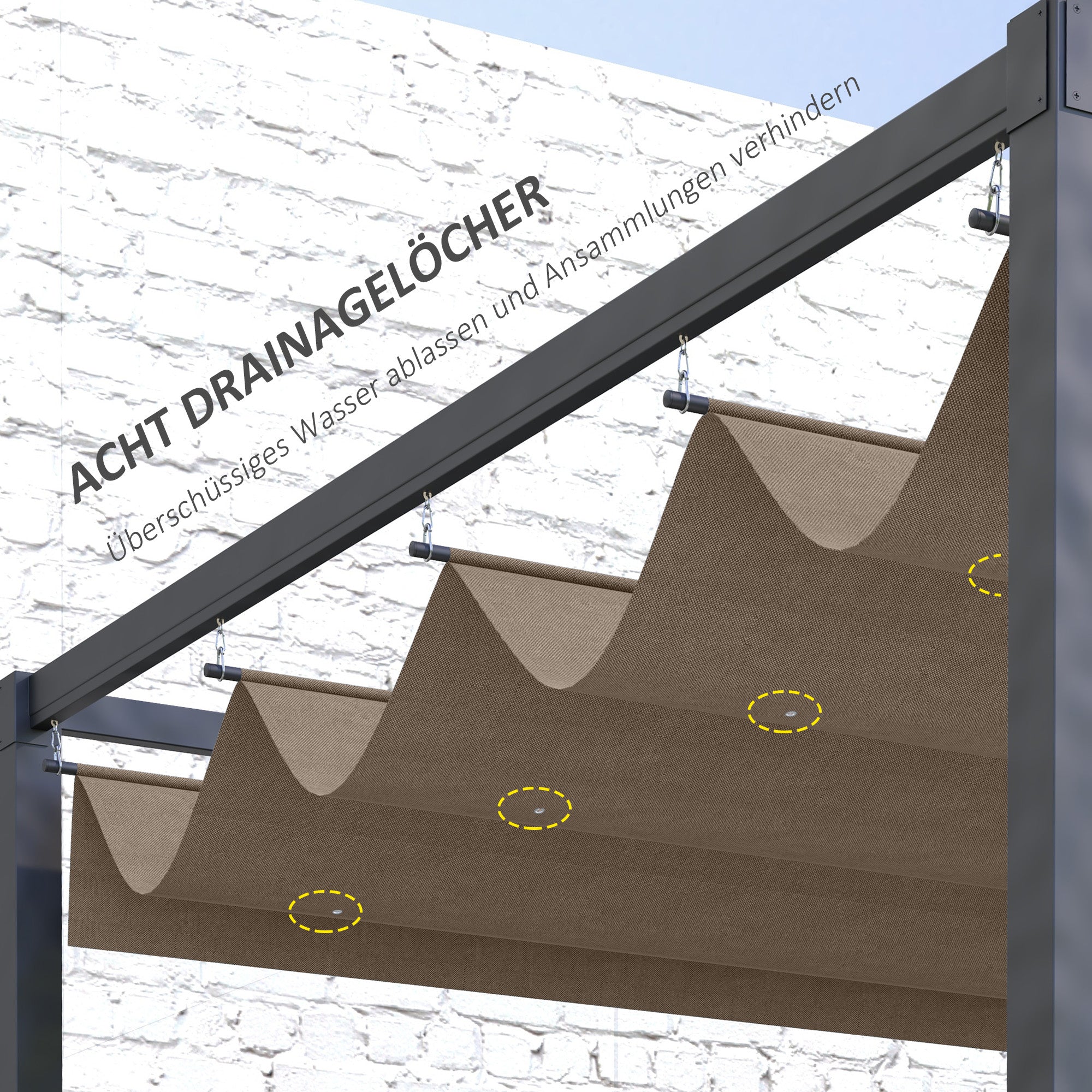 Replacement Roof for Pergola, Water-Resistant Retractable Wave Canopy, UV Protection 30+