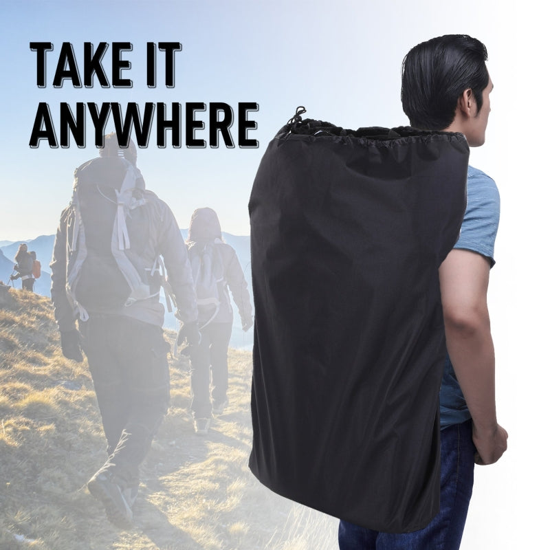 6 Seat Folding Sports Bench, Portable Chair with Cooler Bag, Black