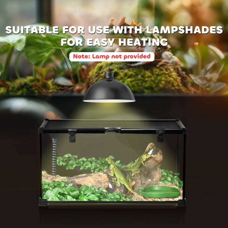 Glass Reptile Terrarium Vivarium Tank w/ Thermometer, Medium 50x30x25cm, Clear