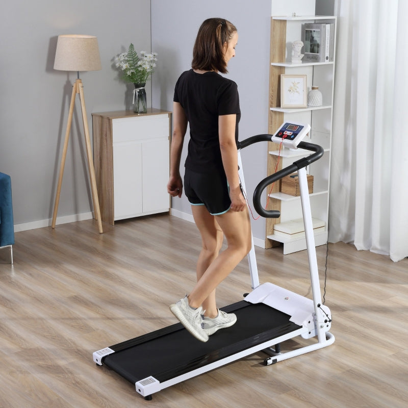 Folding Treadmill with Incline, 1-10km/h Under Desk Running Machine, White