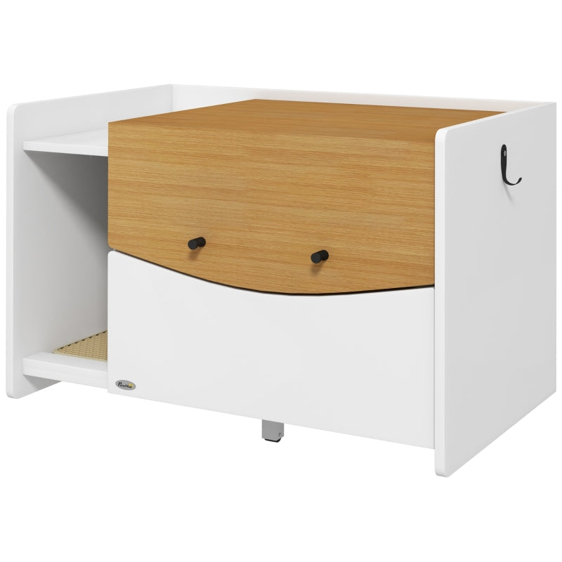 Cat Litter Box, Extendable Cabinet, Oak/White