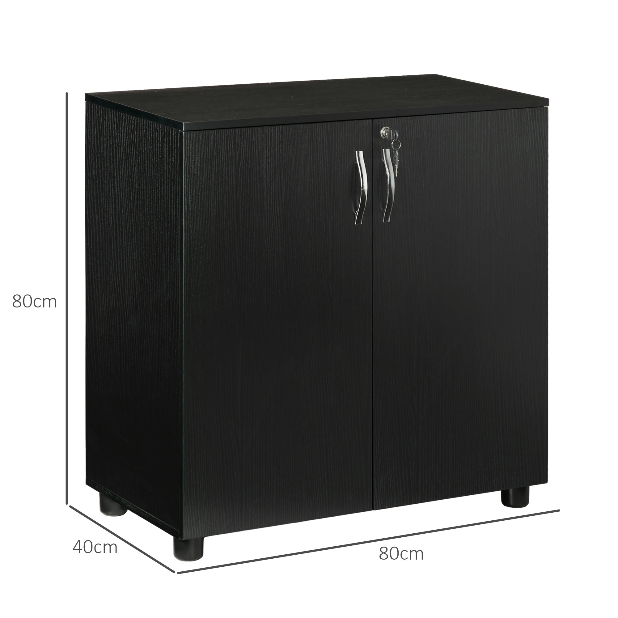Two-Tier Office Storage Cabinet Locking Black