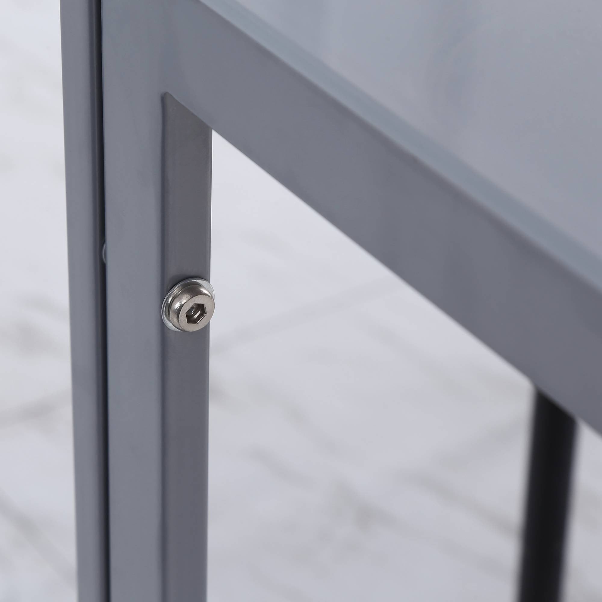 Square Dining Table 4 Person Tempered Glass Modern Grey