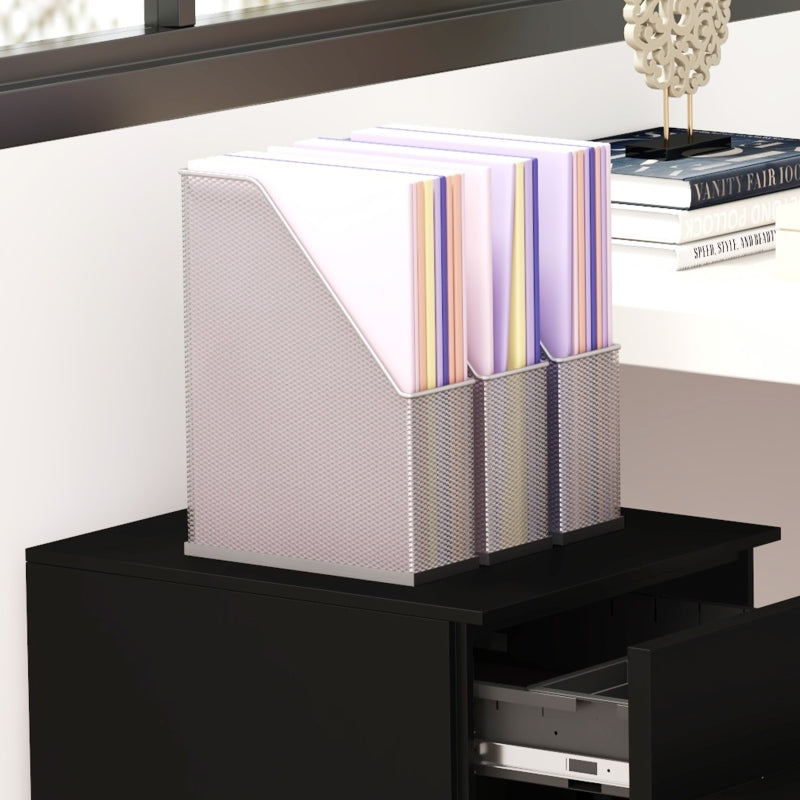 3-Drawer Vertical Filing Cabinet, Mobile with Lock and Wheels, Steel, Black