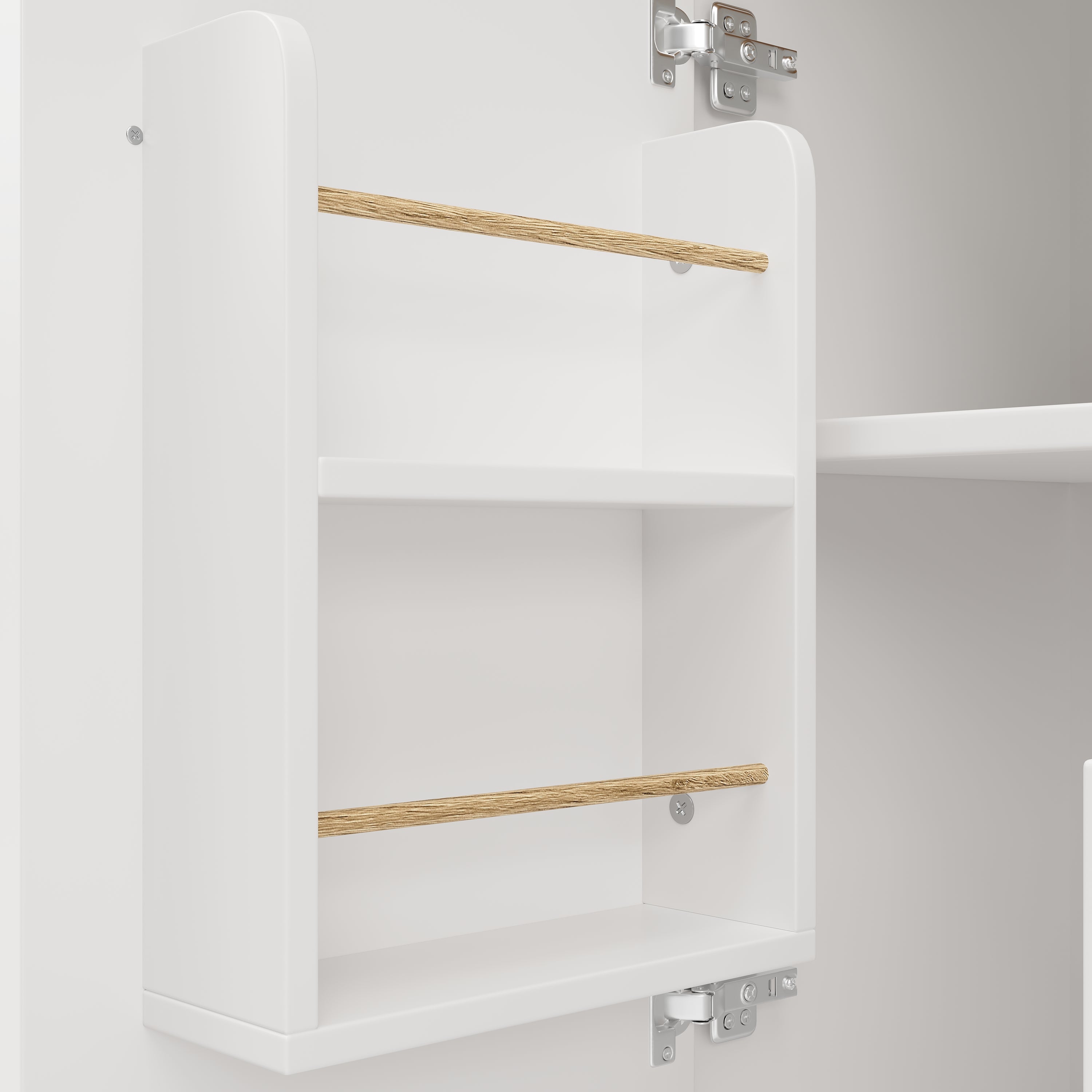 Kitchen Island Trolley with Fold-Down Worktop Storage & Adjustable Shelves - White/Black