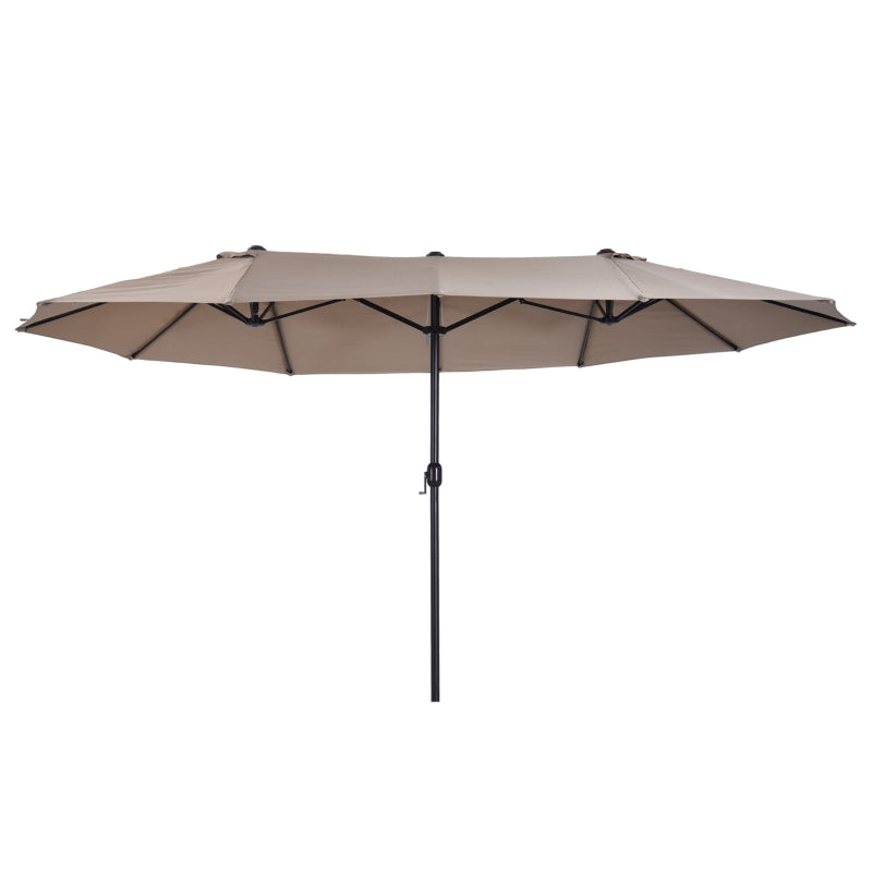 Parasol Market Umbrella Double Oval with Hand Crank, Light Coffee
