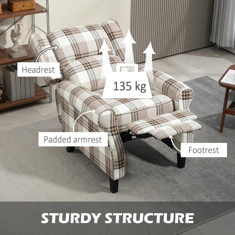 Reclining Armchair 160° with Footrest - Brown