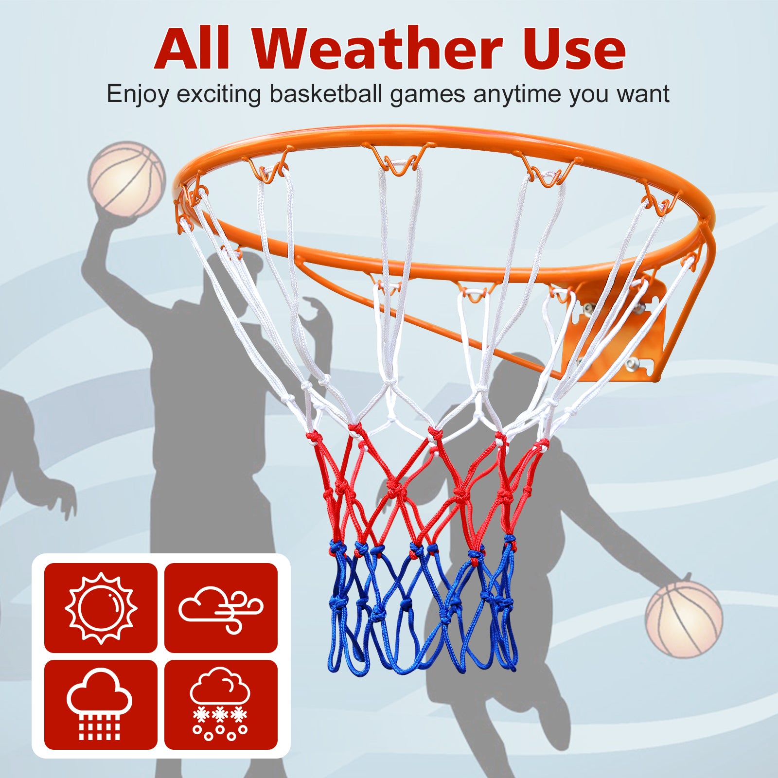 Basketball Rim Replacement, 45.72cm Heavy Duty Flex, Orange