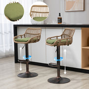 Modern Bar Stool Set of 2 Adjustable Chairs with Footrest, Green