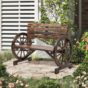 2-Seater Garden Bench Wagonwheel Armrests Fir Wood Brown