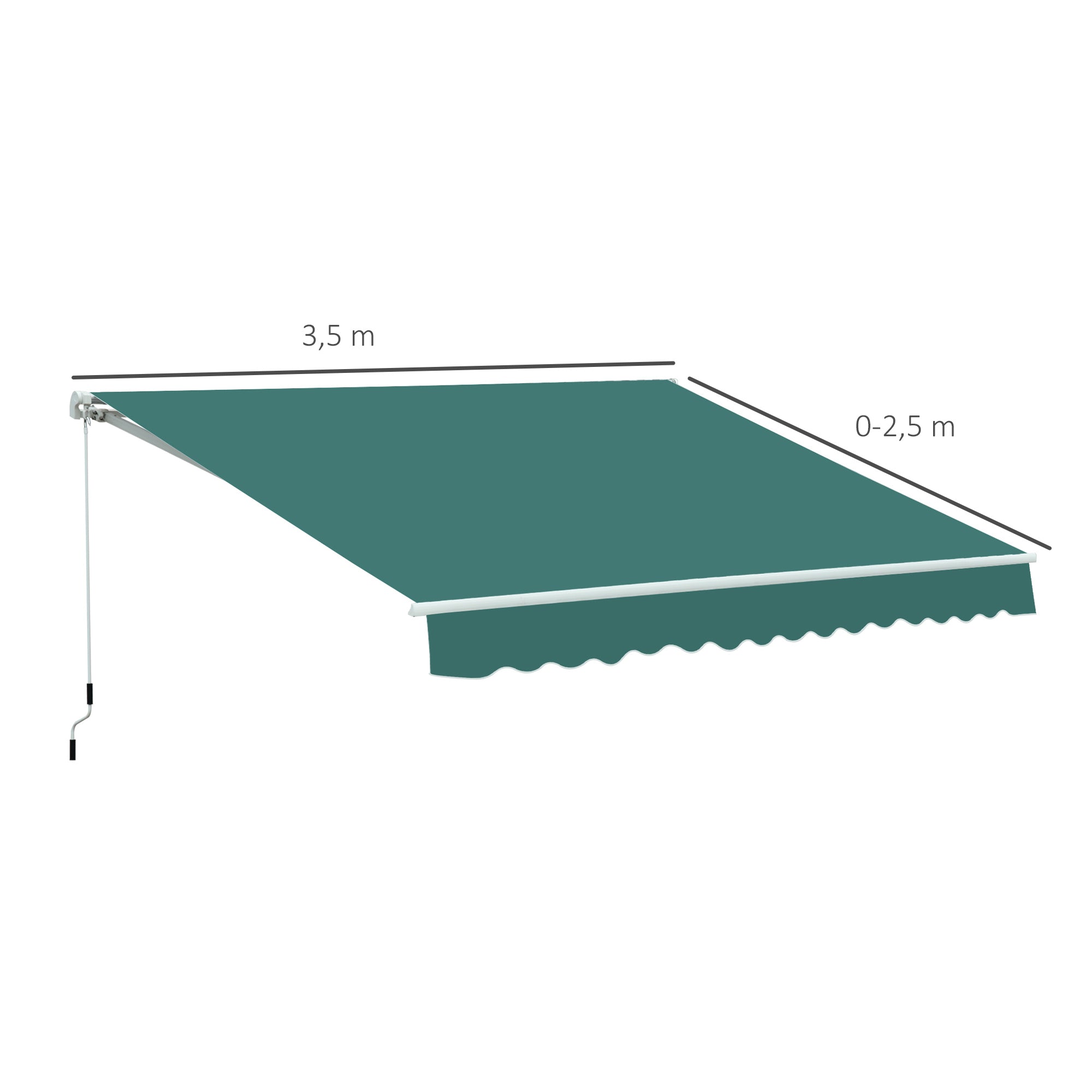 Manual Retractable Awning 3.5x2.5 m Green