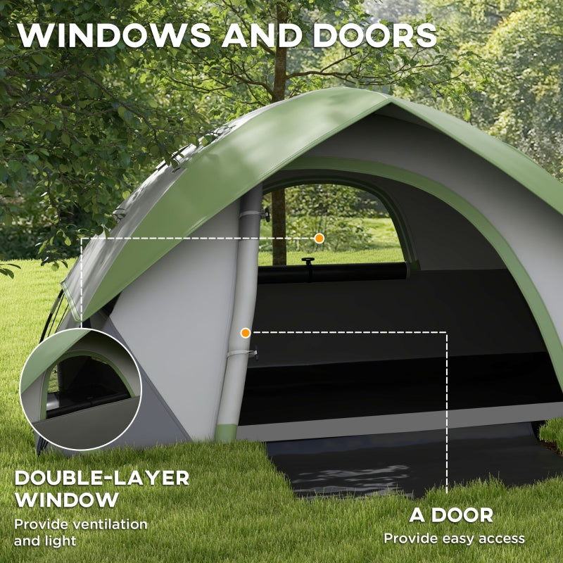 Two Man Single Room Dome Tent, with Accessories, Green/Grey