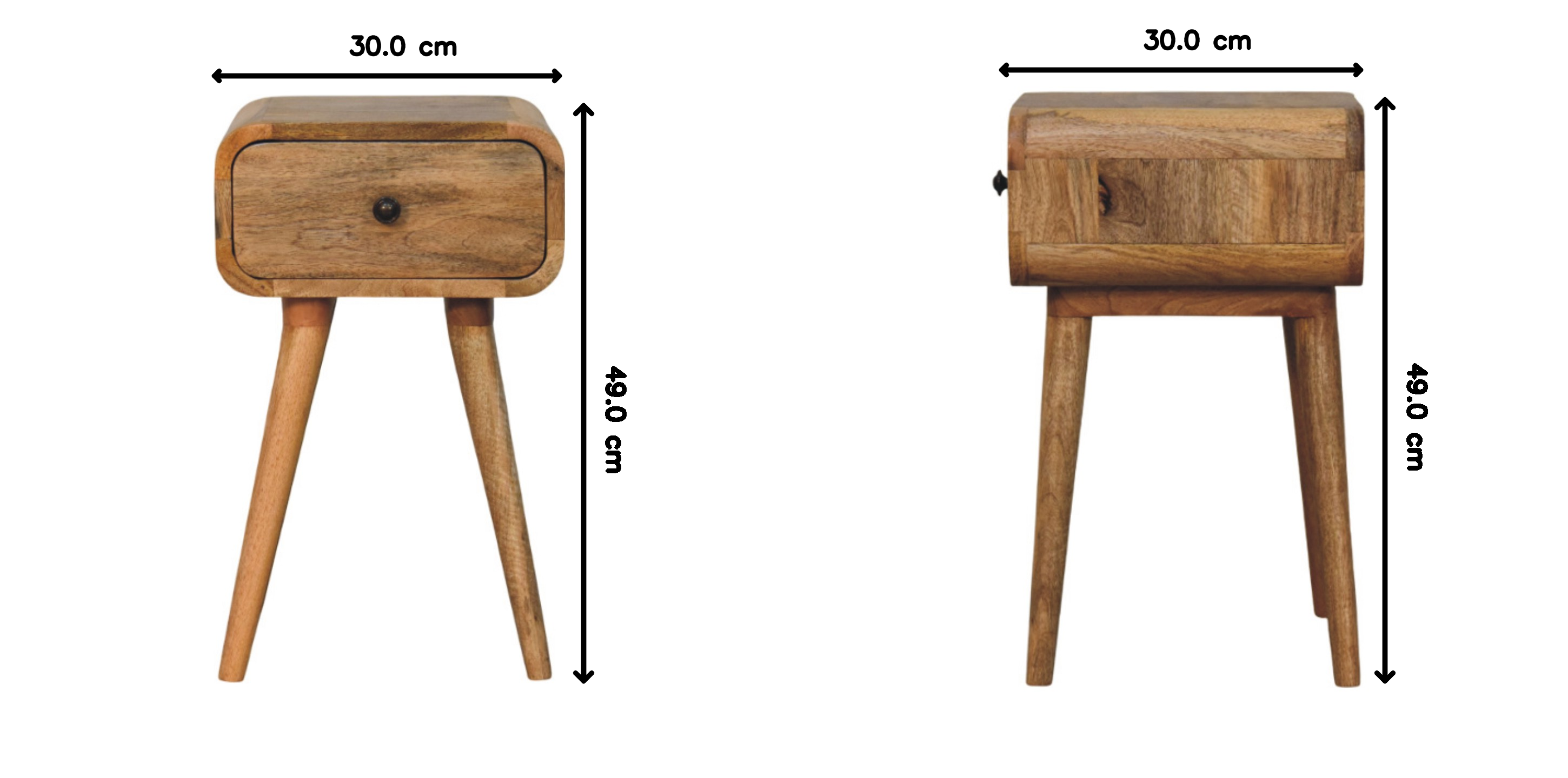 Solid Wood Avora Mini Nightstand with 1 Drawer, Brown Oak-ish Finish